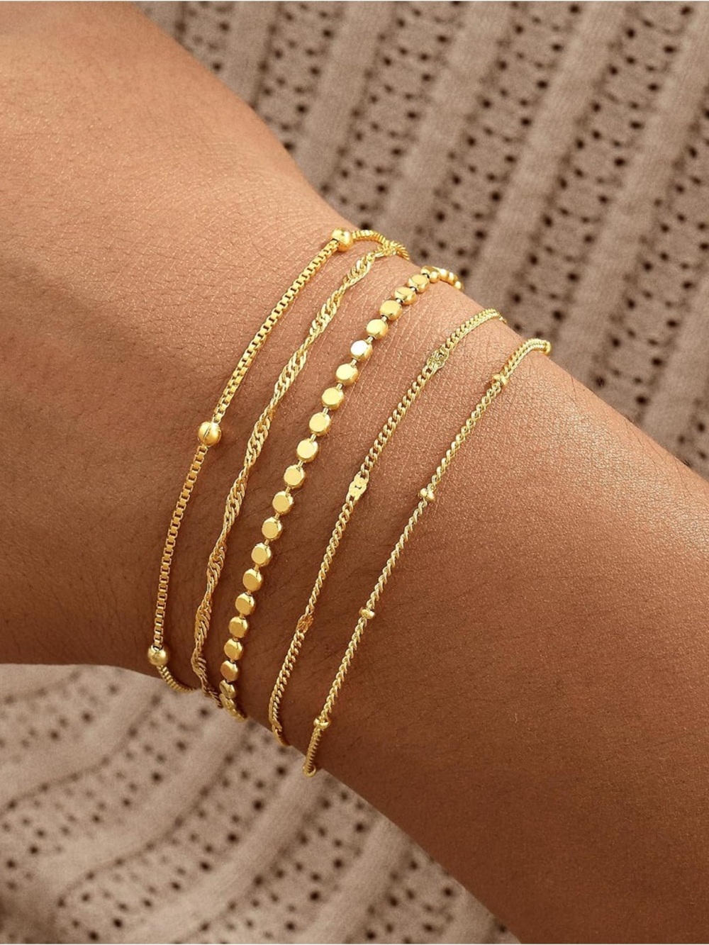 14K Gold Plated Stackable Bracelets - Picture 2 of 5